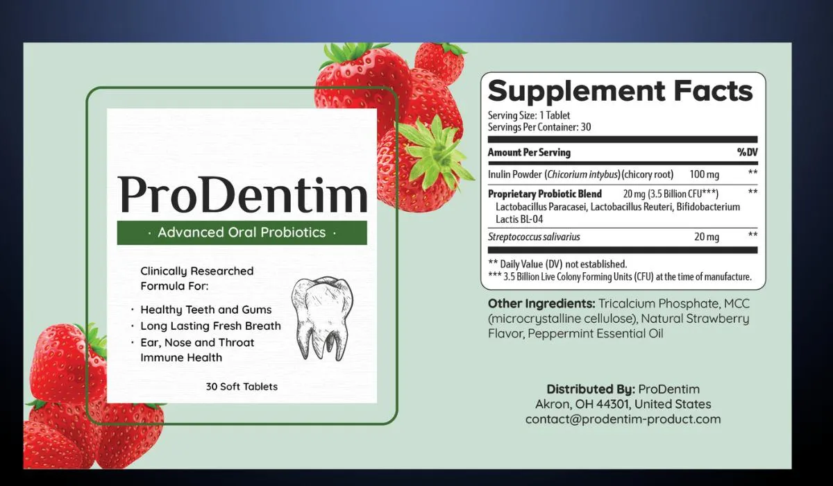 ProDentim Supplement Facts Label